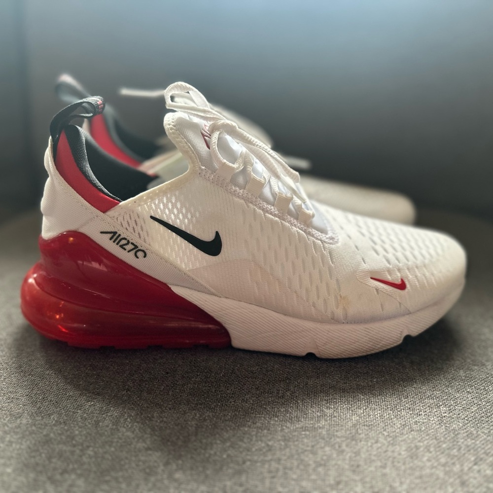 Nike Air Max 270 White and Red Shoes